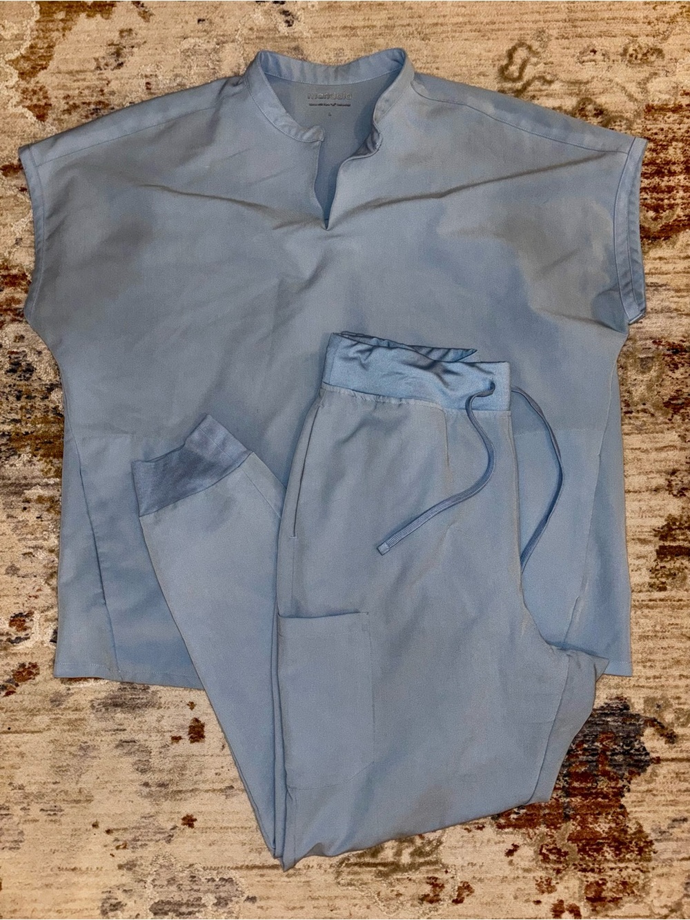 Mandala Light Blue Scrub Set